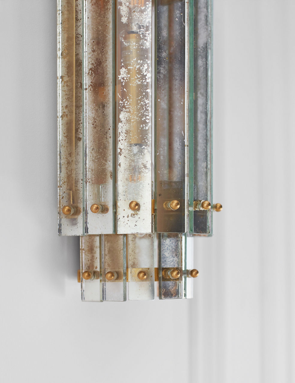 Cadence Small Tiered Sconce | Hand-Rubbed Antique Brass | Antique Mirror