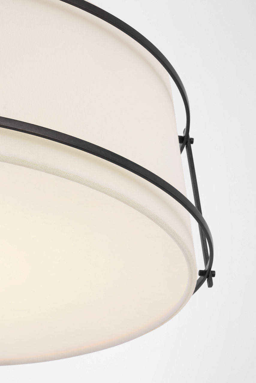 Callaway 18" Flush Mount | Bronze | Linen Shade and Frosted Acrylic