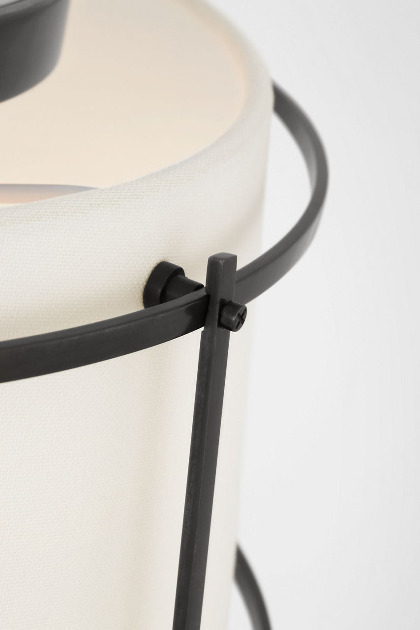 Callaway 18" Flush Mount | Bronze | Linen Shade and Frosted Acrylic