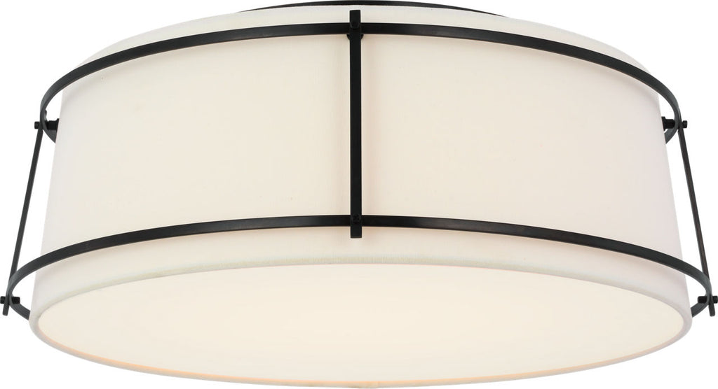 Callaway 18" Flush Mount | Bronze | Linen Shade and Frosted Acrylic