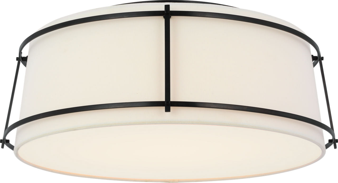 Callaway 18" Flush Mount | Bronze | Linen Shade and Frosted Acrylic