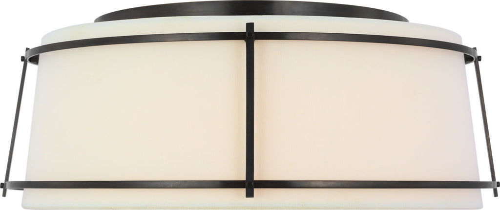 Callaway 18" Flush Mount | Bronze | Linen Shade and Frosted Acrylic