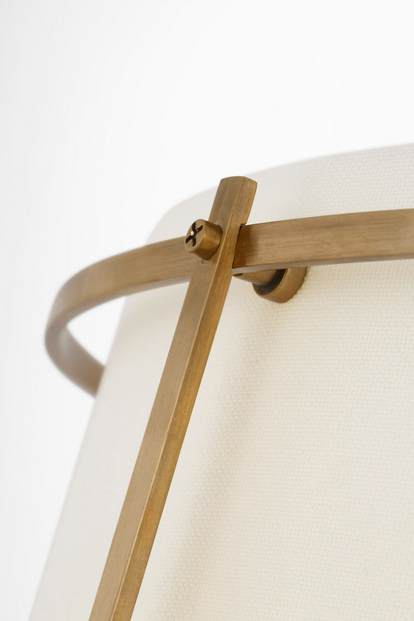 Callaway 18" Flush Mount | Hand-Rubbed Antique Brass | Linen Shade and Frosted Acrylic