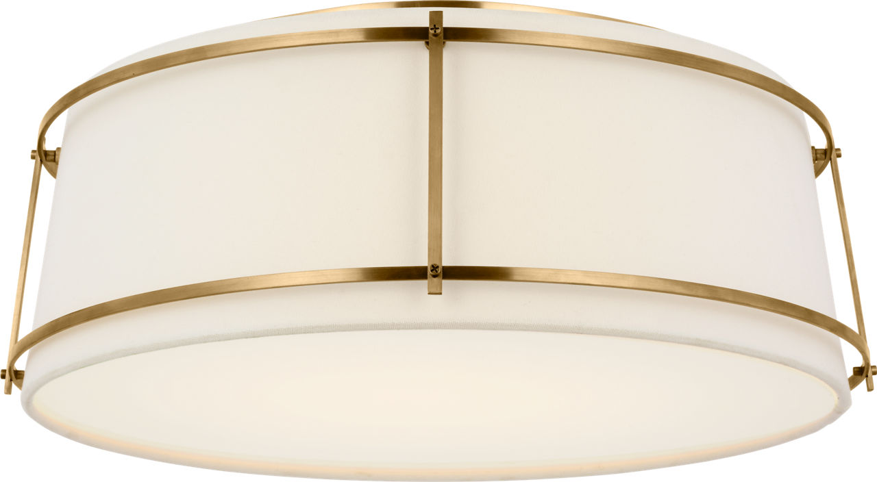 Callaway 22" Flush Mount | Polished Nickel | Linen Shade and Frosted Acrylic