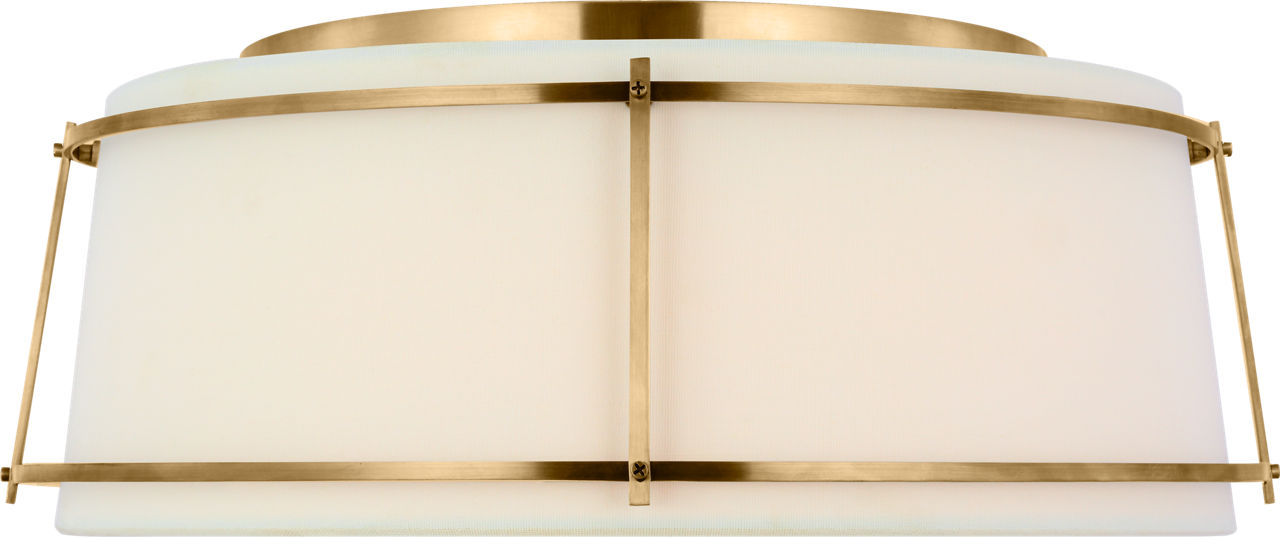 Callaway 22" Flush Mount | Polished Nickel | Linen Shade and Frosted Acrylic