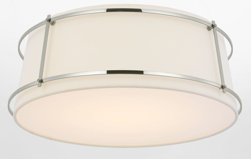 Callaway 18" Flush Mount | Polished Nickel | Linen Shade and Frosted Acrylic