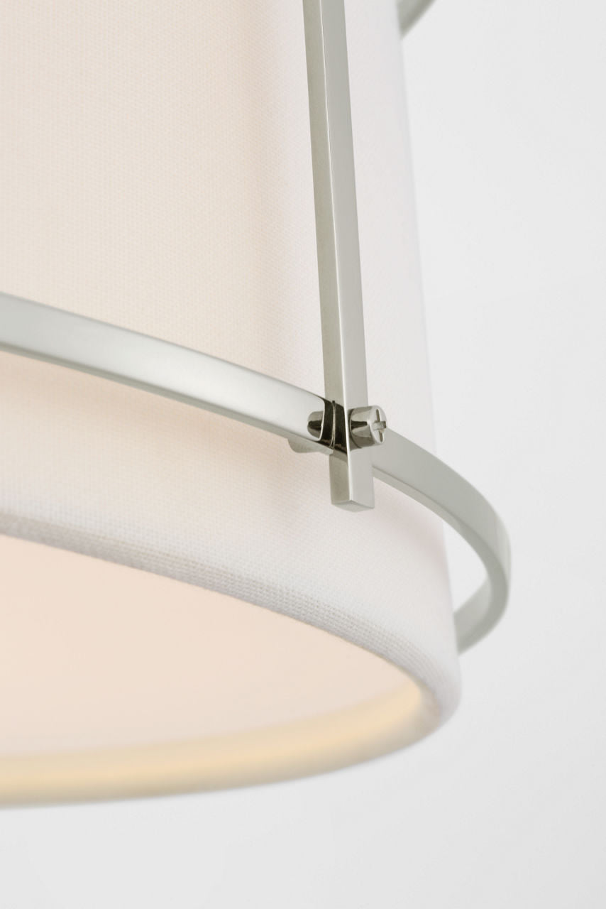 Callaway 18" Flush Mount | Polished Nickel | Linen Shade and Frosted Acrylic