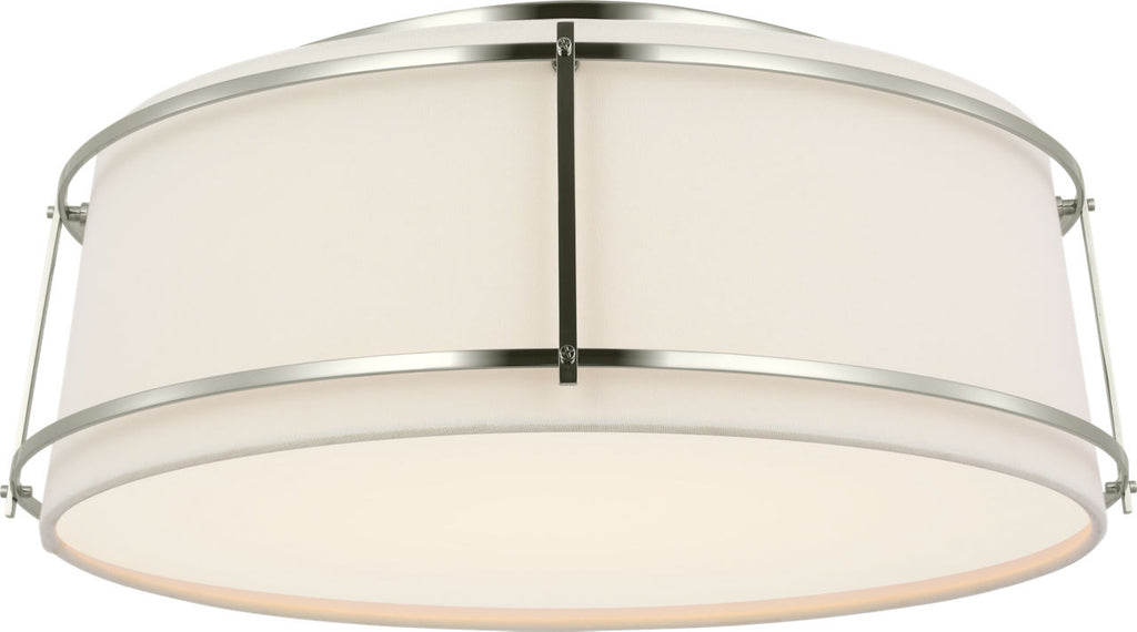 Callaway 18" Flush Mount | Polished Nickel | Linen Shade and Frosted Acrylic