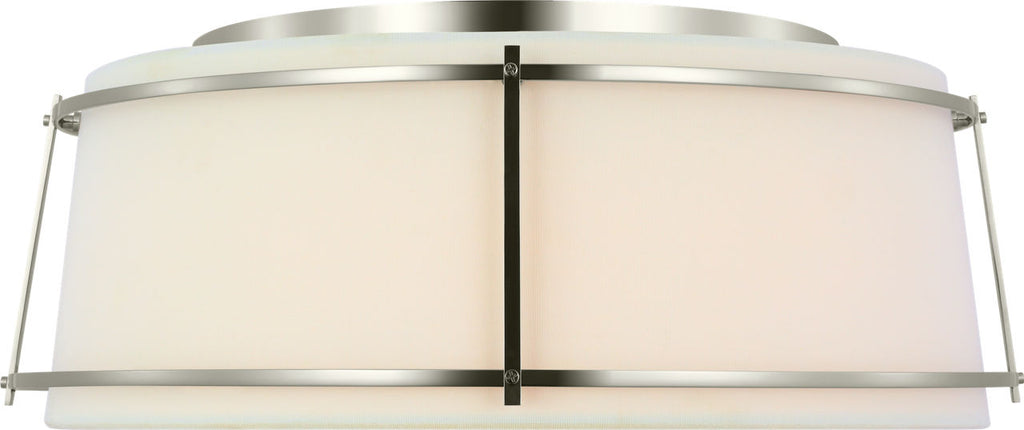 Callaway 18" Flush Mount | Polished Nickel | Linen Shade and Frosted Acrylic