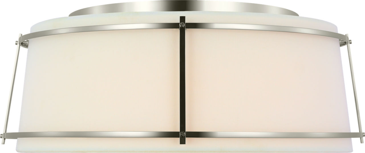 Callaway 18" Flush Mount | Polished Nickel | Linen Shade and Frosted Acrylic