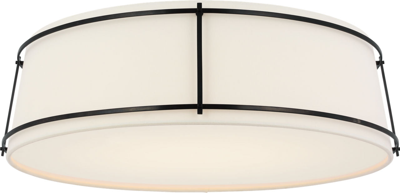 Callaway 22" Flush Mount | Polished Nickel | Linen Shade and Frosted Acrylic