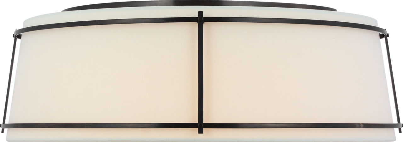 Callaway 22" Flush Mount | Polished Nickel | Linen Shade and Frosted Acrylic