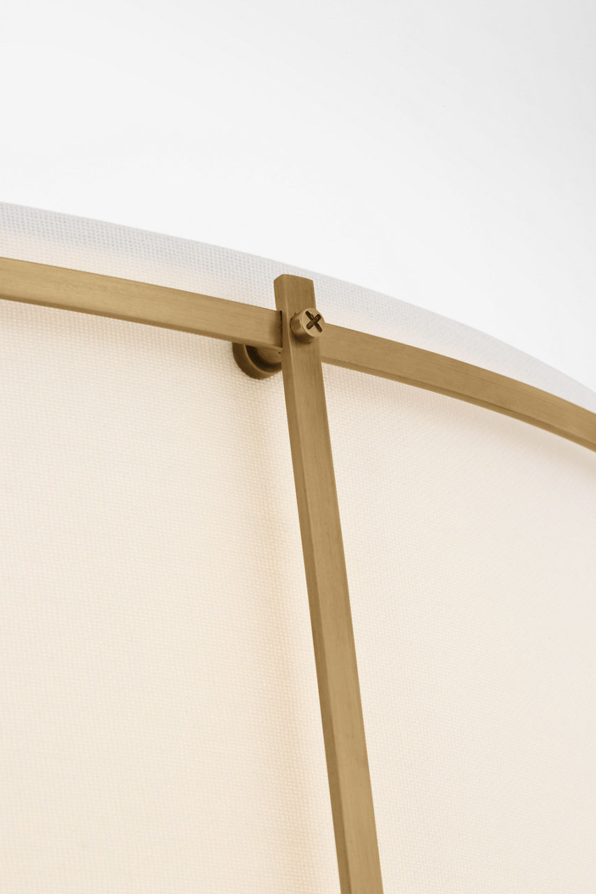 Callaway 22" Flush Mount | Hand-Rubbed Antique Brass | Linen Shade and Frosted Acrylic