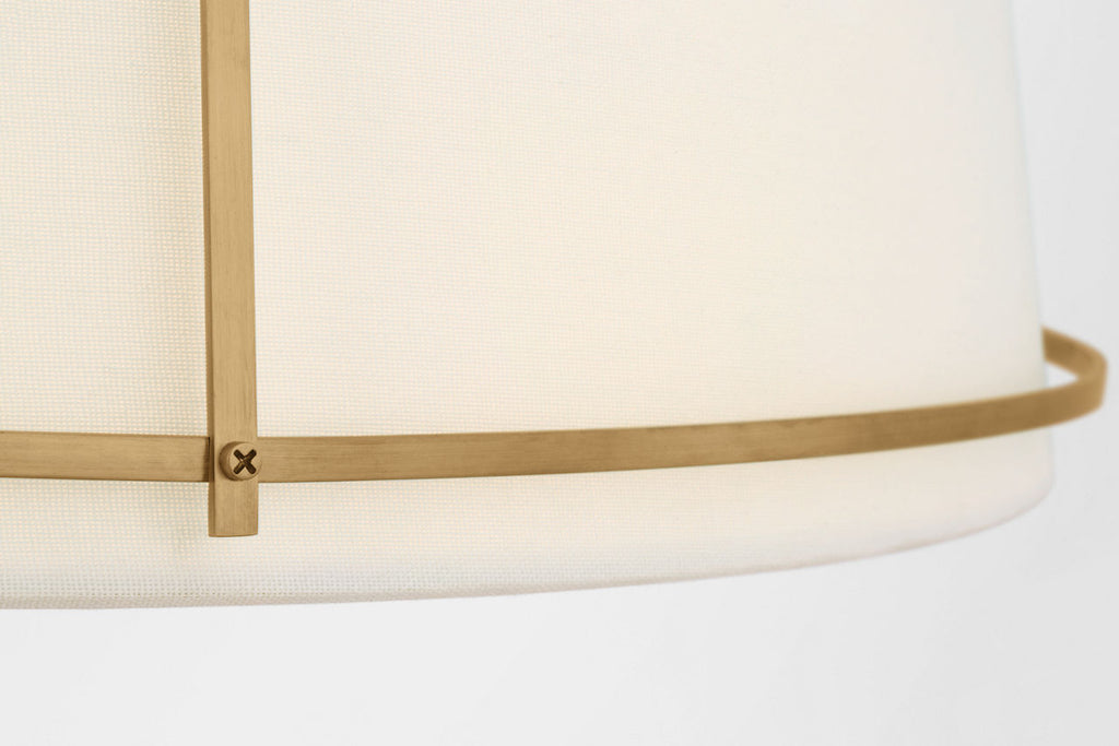 Callaway 22" Flush Mount | Hand-Rubbed Antique Brass | Linen Shade and Frosted Acrylic
