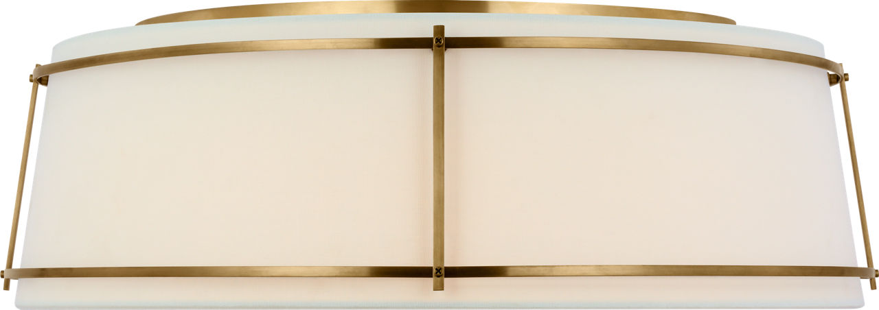 Callaway 22" Flush Mount | Polished Nickel | Linen Shade and Frosted Acrylic
