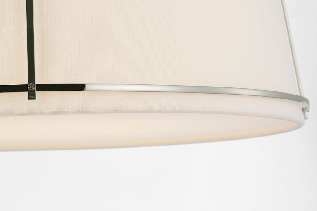 Callaway 22" Flush Mount | Polished Nickel | Linen Shade and Frosted Acrylic