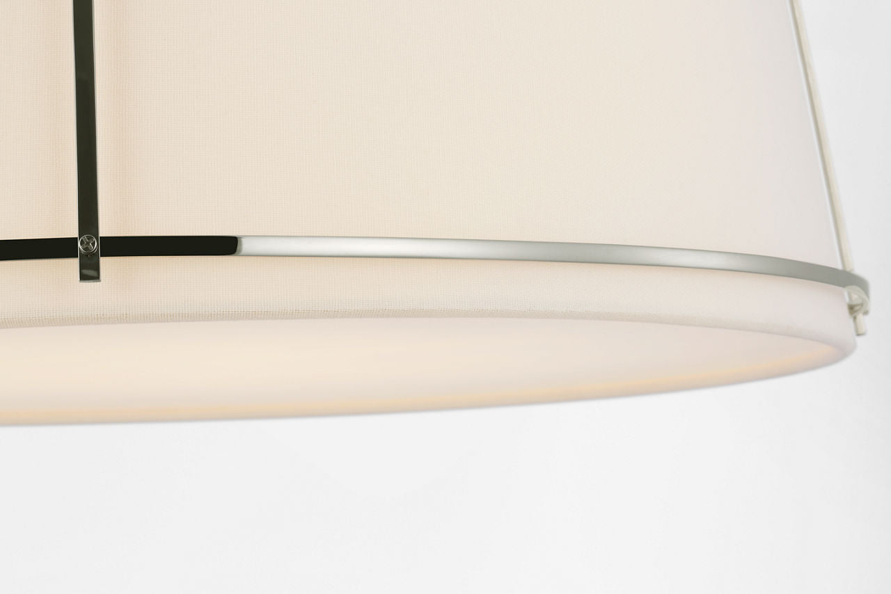 Callaway 22" Flush Mount | Polished Nickel | Linen Shade and Frosted Acrylic