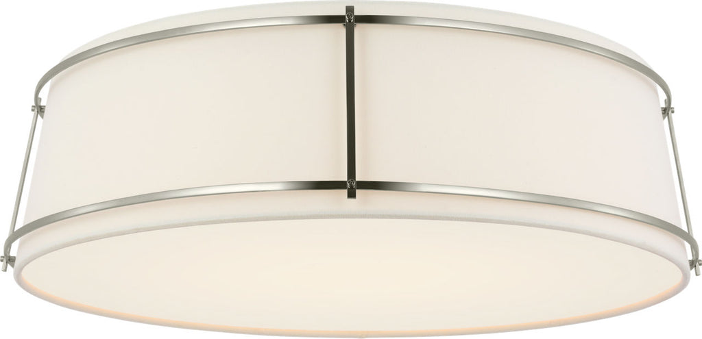 Callaway 22" Flush Mount | Polished Nickel | Linen Shade and Frosted Acrylic