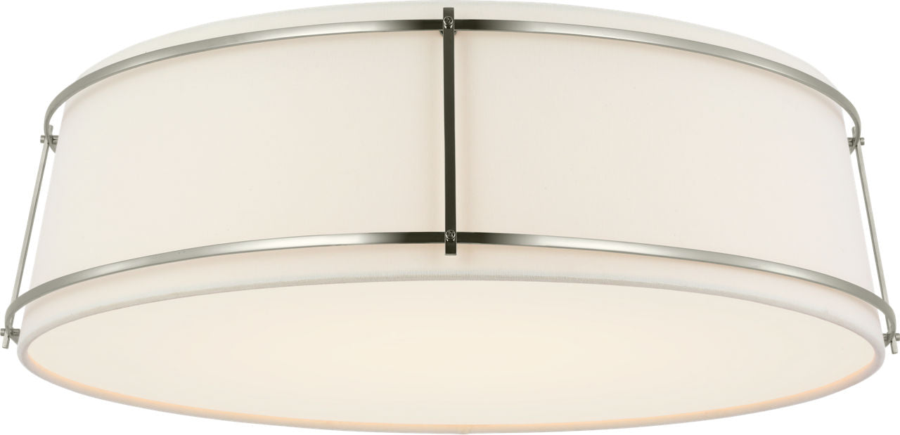 Callaway 22" Flush Mount | Polished Nickel | Linen Shade and Frosted Acrylic