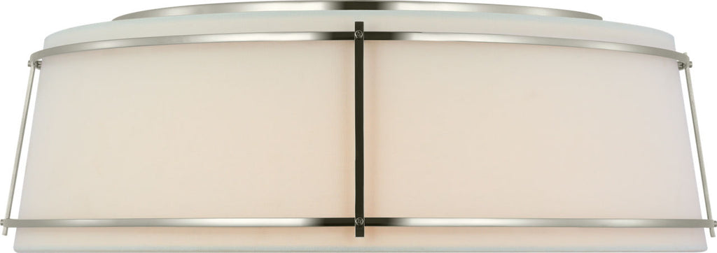 Callaway 22" Flush Mount | Polished Nickel | Linen Shade and Frosted Acrylic