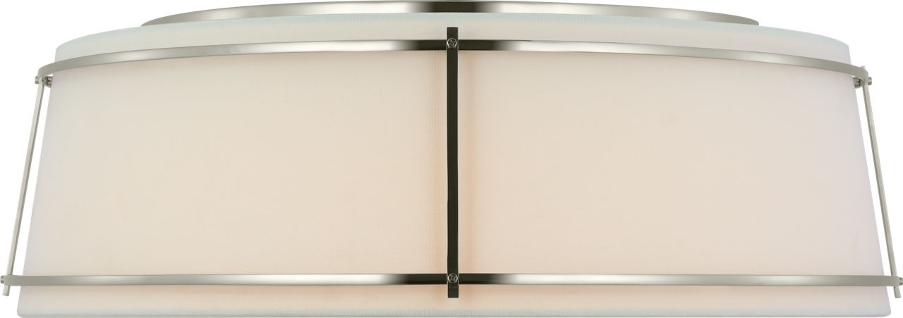 Callaway 22" Flush Mount | Polished Nickel | Linen Shade and Frosted Acrylic