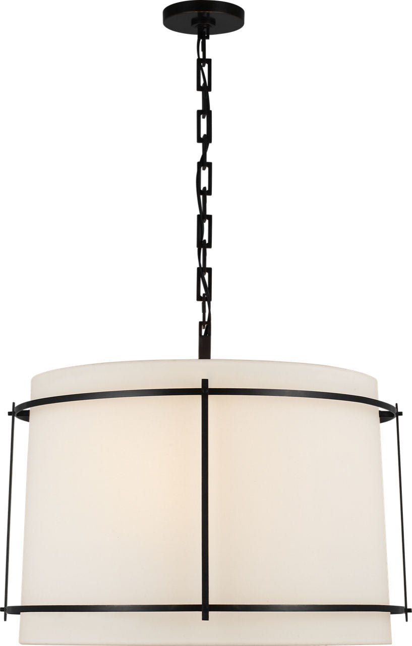 Callaway Large Hanging Shade | Bronze | Linen Shade and Frosted Acrylic Diffuser