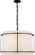 Callaway Large Hanging Shade | Bronze | Linen Shade and Frosted Acrylic Diffuser