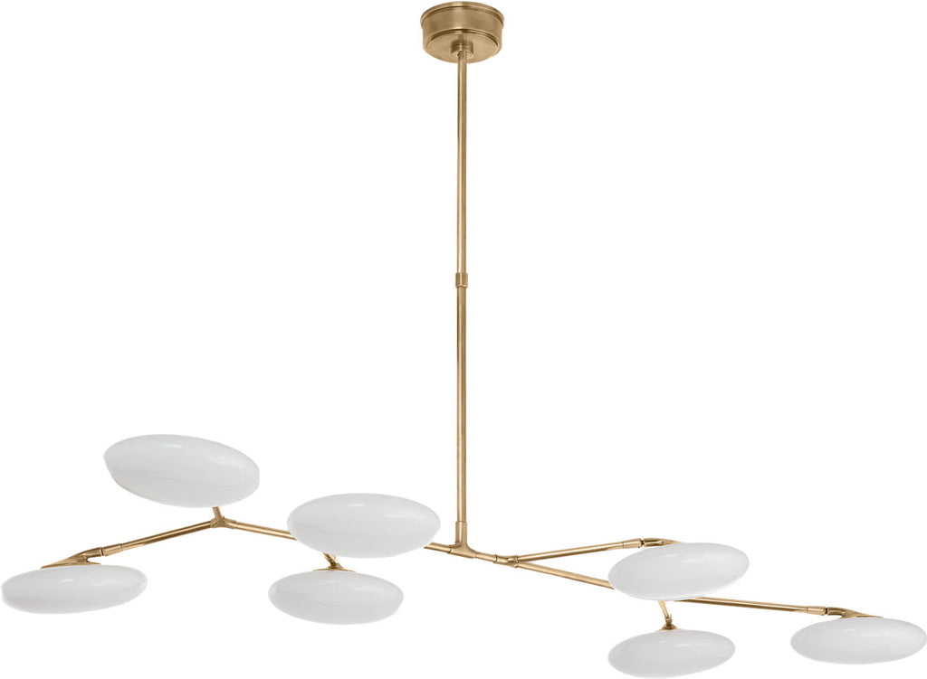 Brindille XL Articulating Linear Chandelier | Soft Brass | White Glass