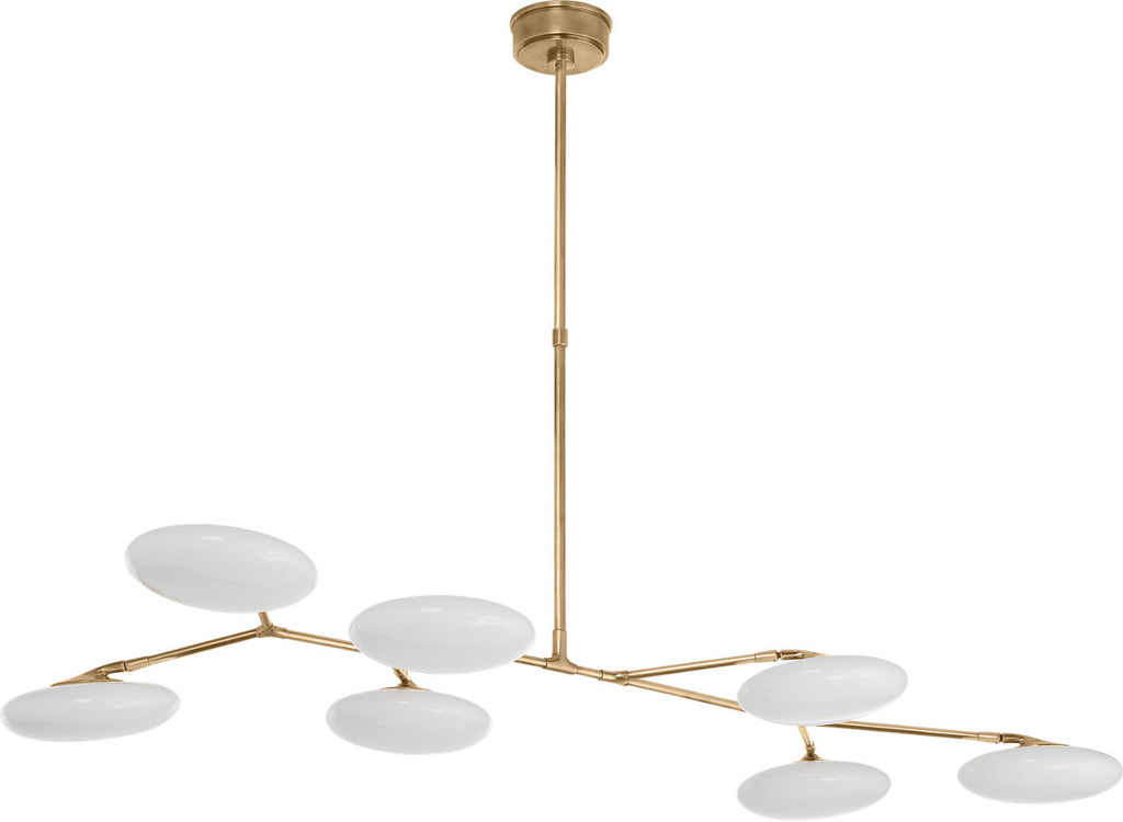 Brindille XL Articulating Linear Chandelier | Soft Brass | White Glass