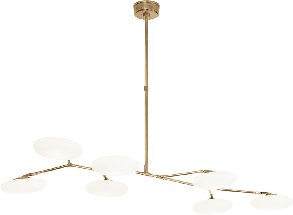 Brindille XL Articulating Linear Chandelier | Soft Brass | White Glass