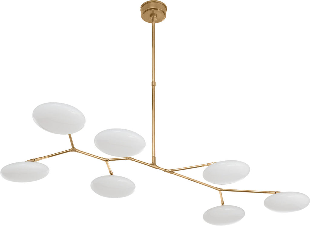 Brindille XL Articulating Linear Chandelier | Soft Brass | White Glass