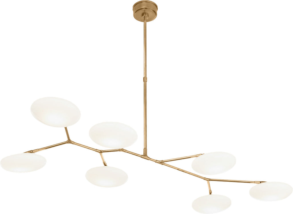 Brindille XL Articulating Linear Chandelier | Soft Brass | White Glass