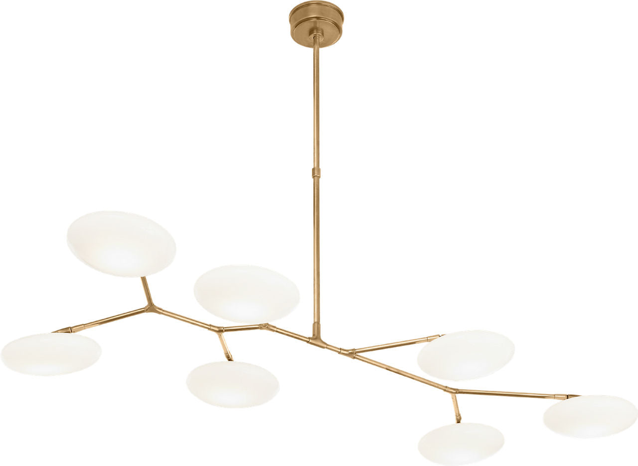 Brindille XL Articulating Linear Chandelier | Soft Brass | White Glass
