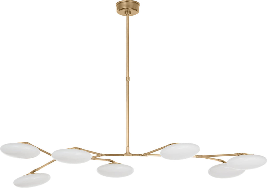 Brindille XL Articulating Linear Chandelier | Soft Brass | White Glass