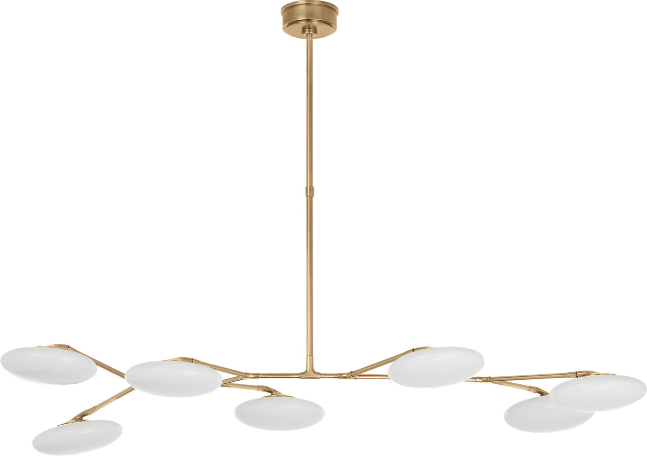 Brindille XL Articulating Linear Chandelier | Soft Brass | White Glass