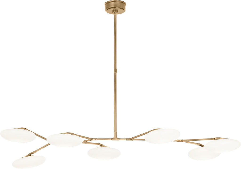 Brindille XL Articulating Linear Chandelier | Soft Brass | White Glass