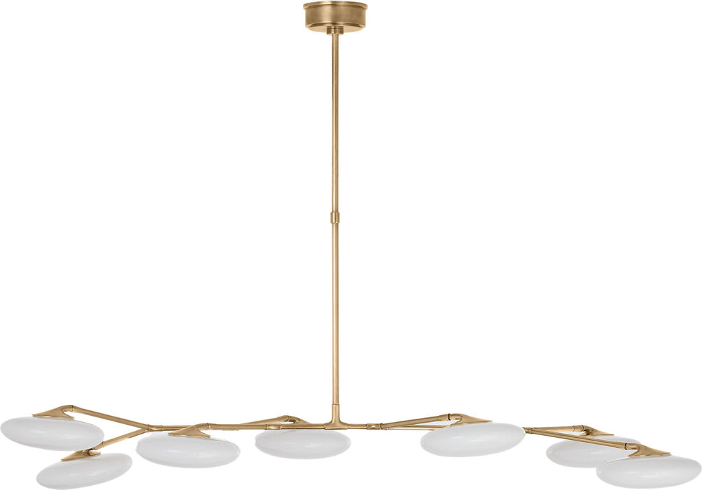 Brindille XL Articulating Linear Chandelier | Soft Brass | White Glass