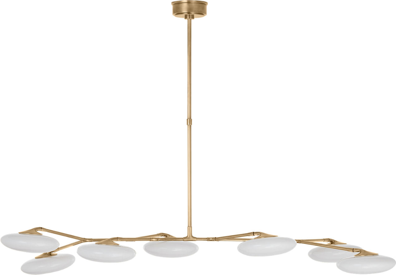Brindille XL Articulating Linear Chandelier | Soft Brass | White Glass