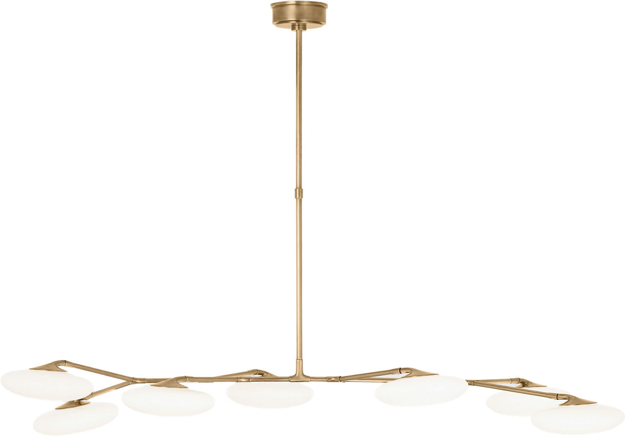 Brindille XL Articulating Linear Chandelier | Soft Brass | White Glass