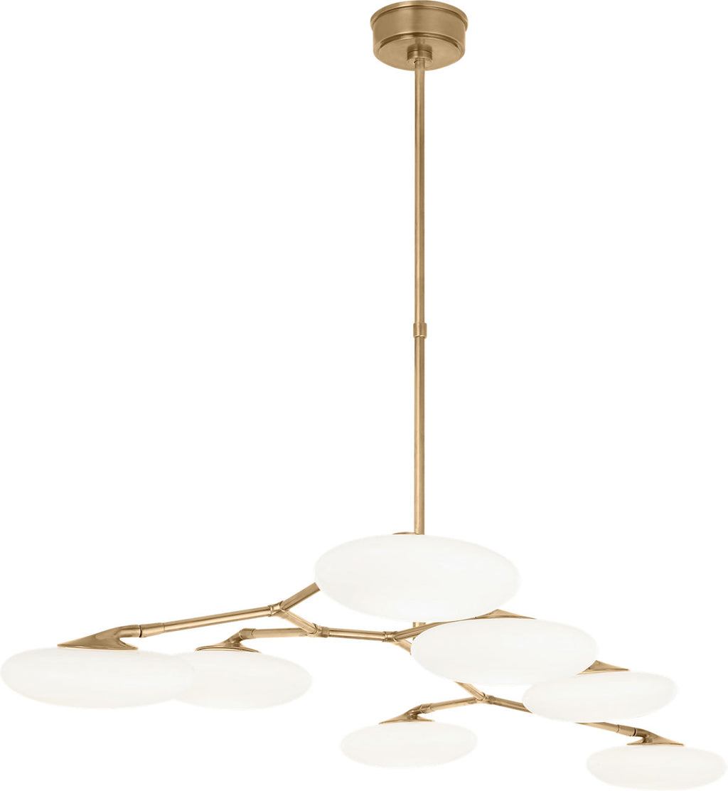 Brindille XL Articulating Linear Chandelier | Soft Brass | White Glass