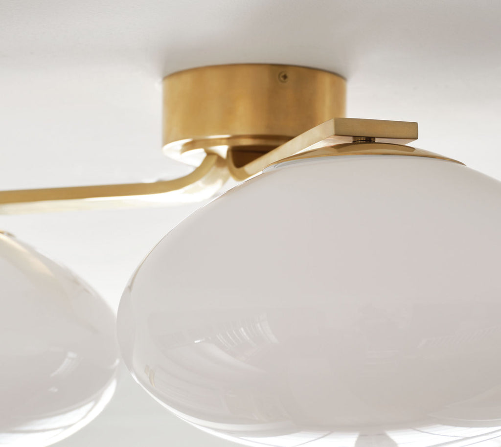 Marisol XL Triple Flush Mount | Soft Brass | White Glass