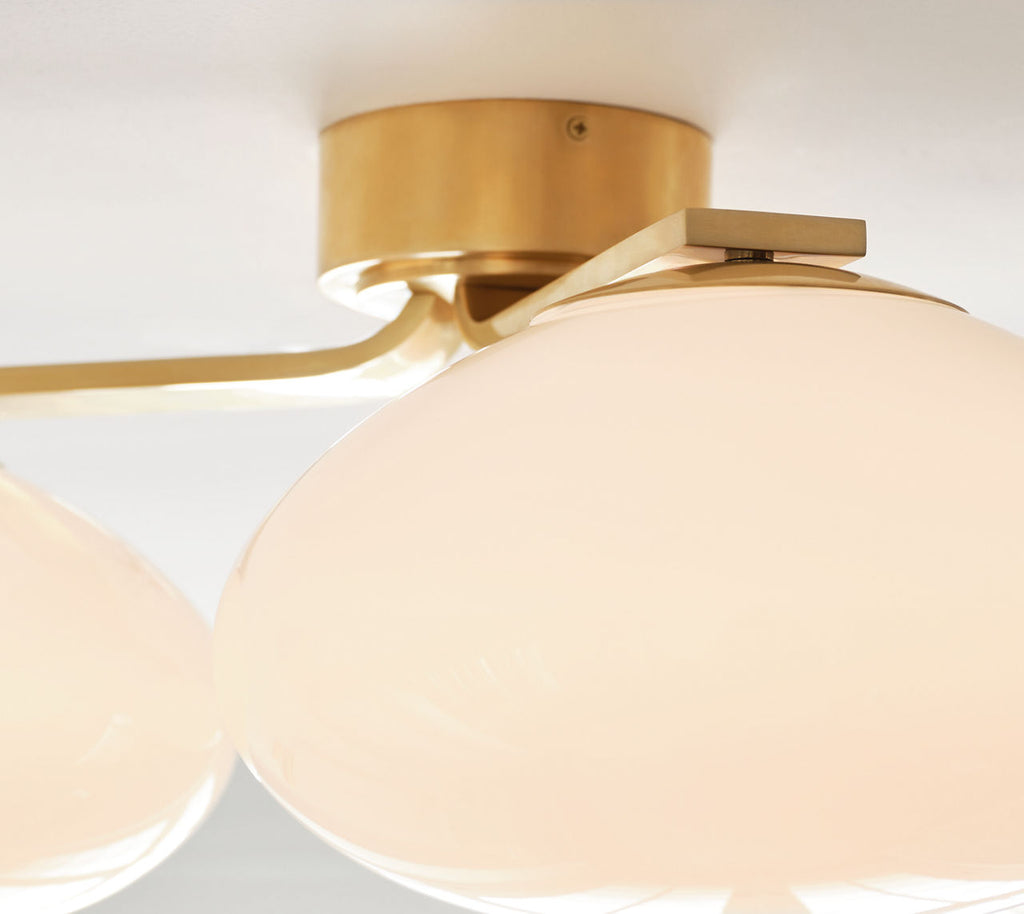 Marisol XL Triple Flush Mount | Soft Brass | White Glass