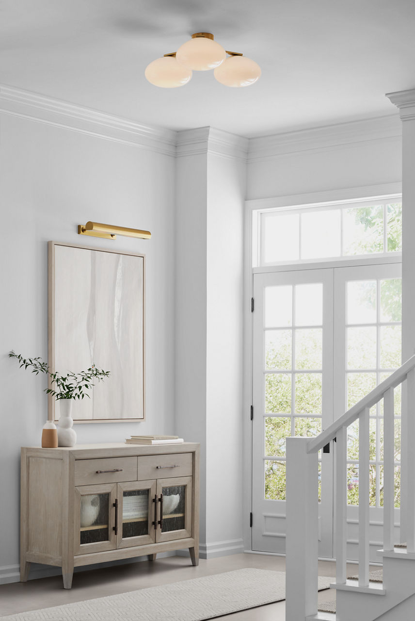 Marisol XL Triple Flush Mount | Soft Brass | White Glass