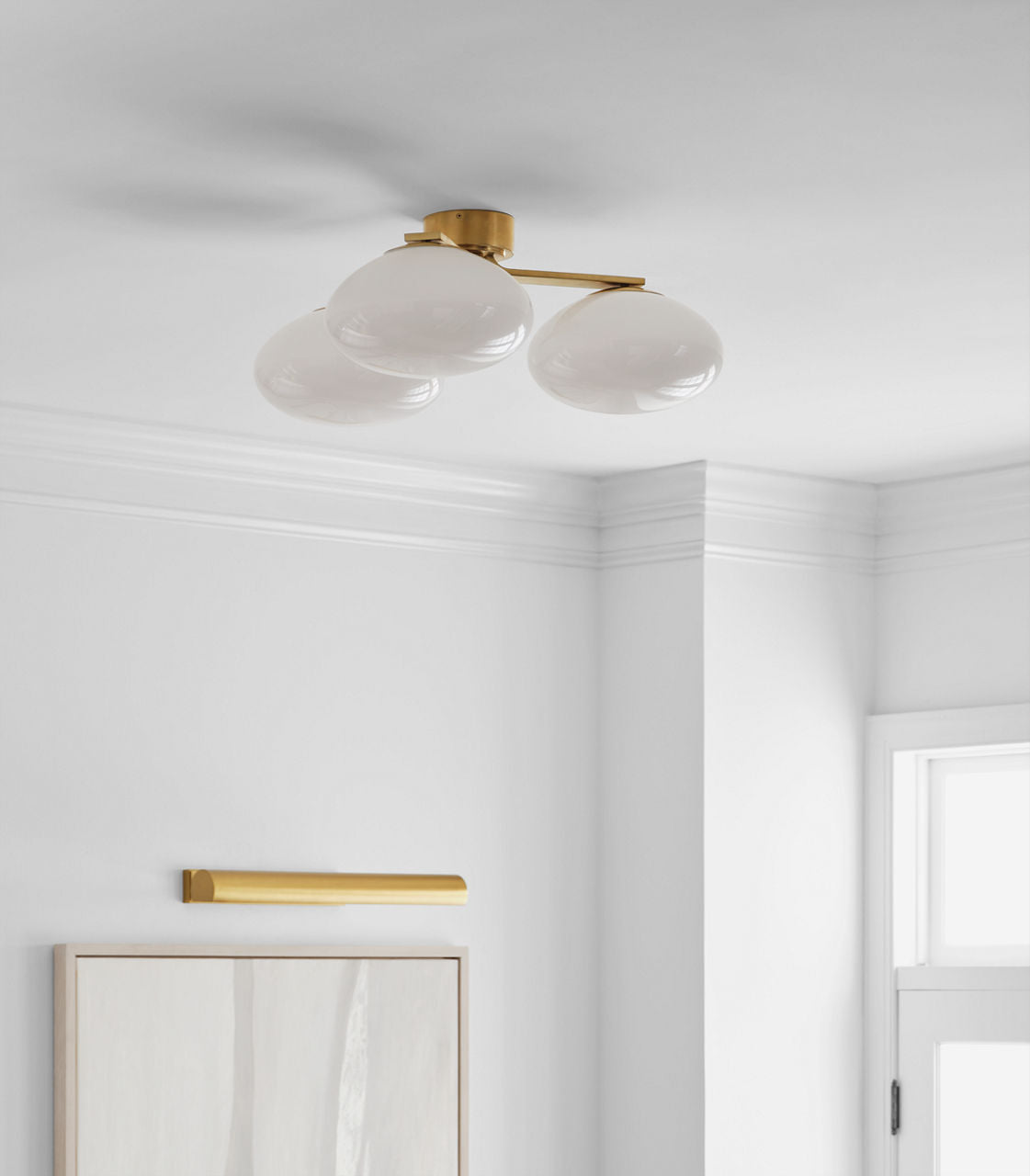 Marisol XL Triple Flush Mount | Soft Brass | White Glass