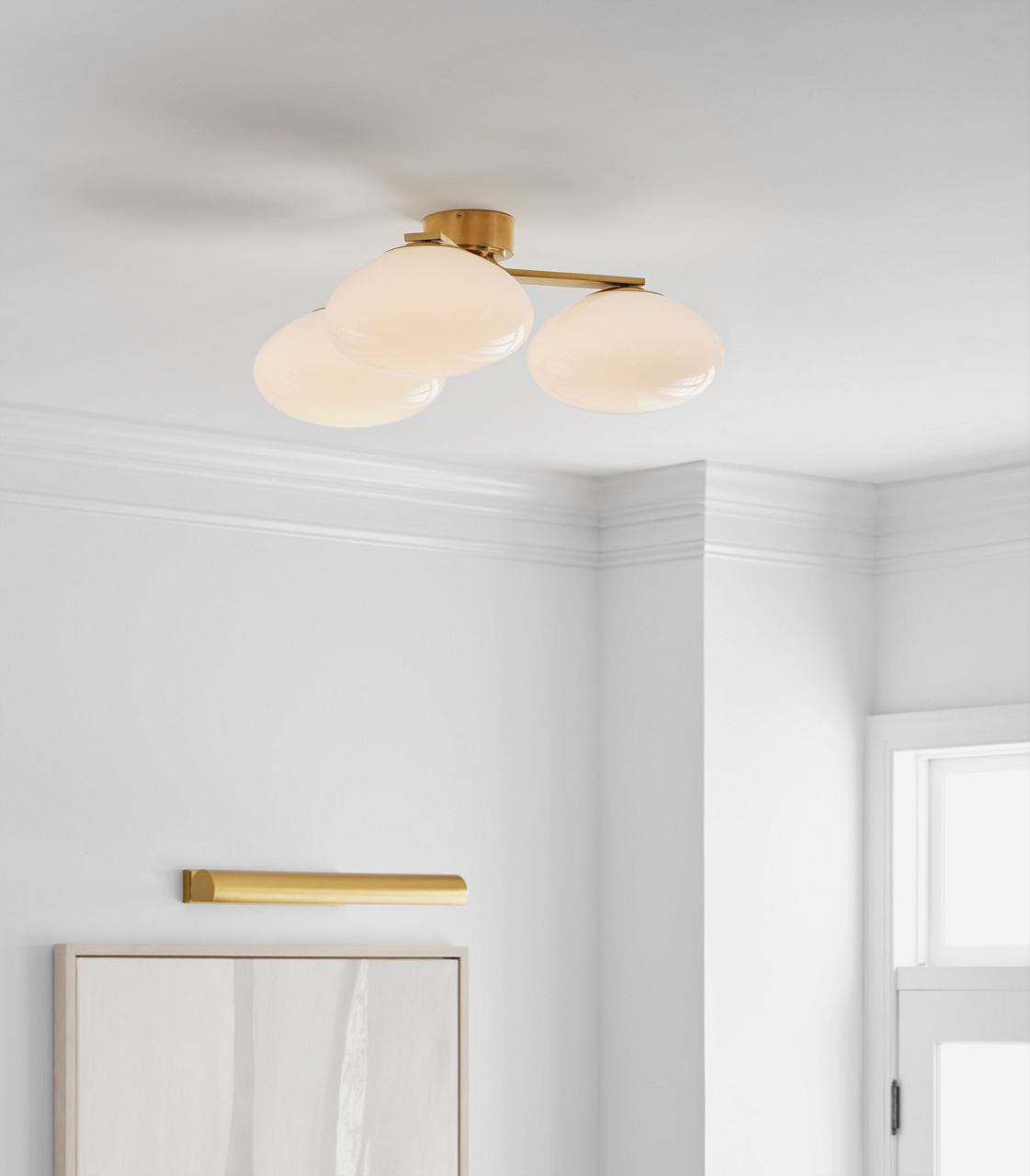 Marisol XL Triple Flush Mount | Soft Brass | White Glass