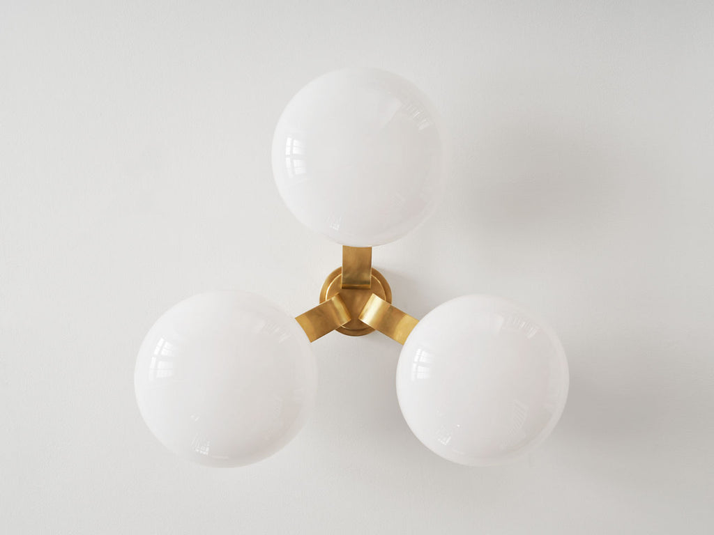 Marisol XL Triple Flush Mount | Soft Brass | White Glass