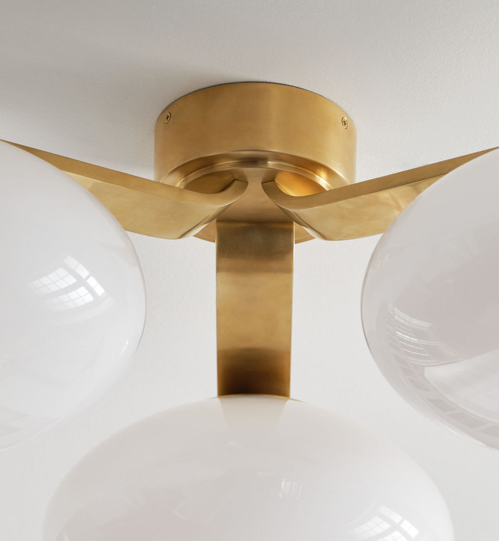 Marisol XL Triple Flush Mount | Soft Brass | White Glass