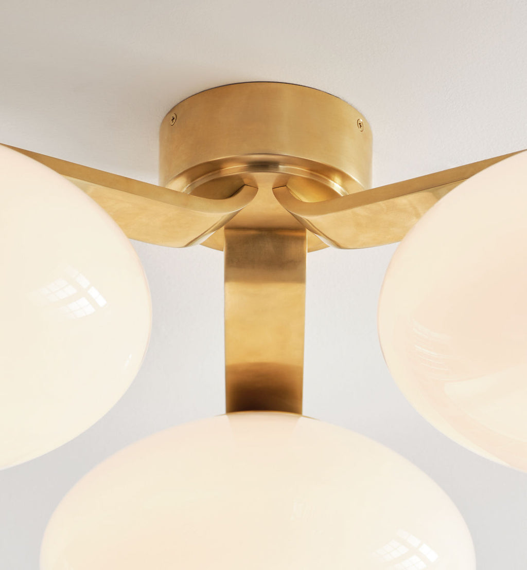 Marisol XL Triple Flush Mount | Soft Brass | White Glass