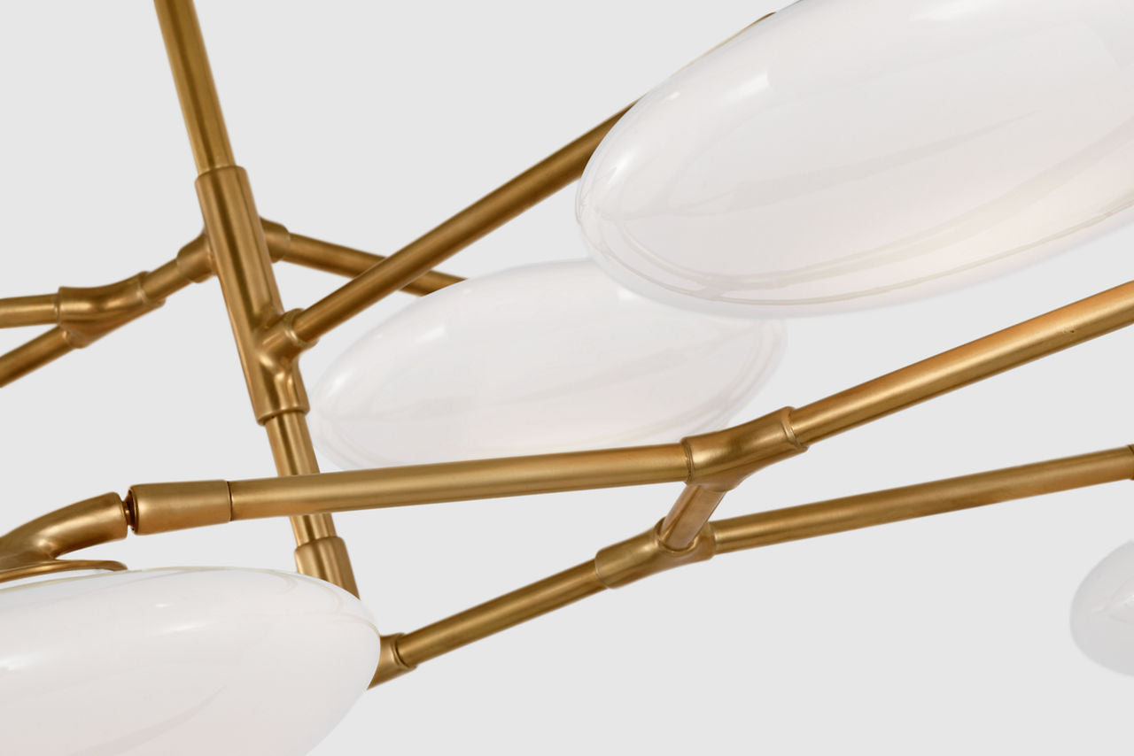Brindille Extra Large Two Tier Chandelier | Soft Brass | White Glass
