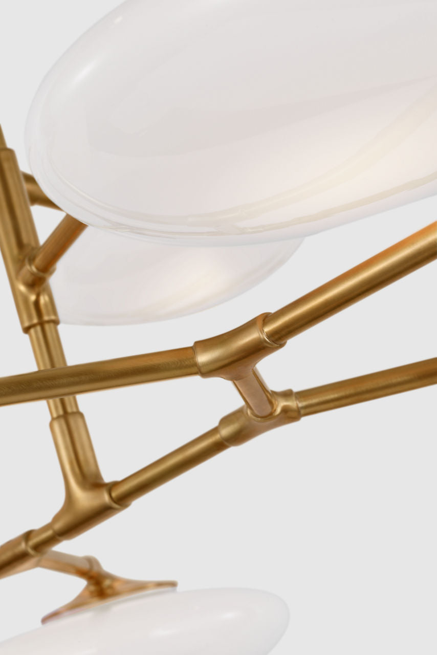 Brindille Extra Large Two Tier Chandelier | Soft Brass | White Glass